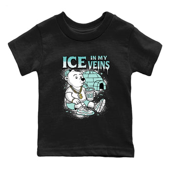 Ice In My Veins baby and kids t-shirt crafted for little sneakerheads to shine with the Air Jordan 11 Igloo sneakers, displayed in Black 2.