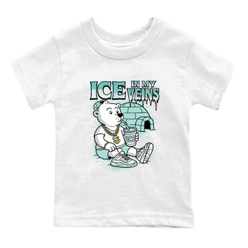 Ice In My Veins baby and kids t-shirt crafted for little sneakerheads to shine with the Air Jordan 11 Igloo sneakers, displayed in White 2.