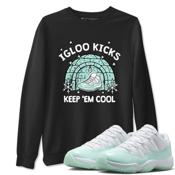 Igloo Kicks sneaker match t-shirt styled to complete your fit with the Air Jordan 11 Igloo sneakers, shown in Black 1.