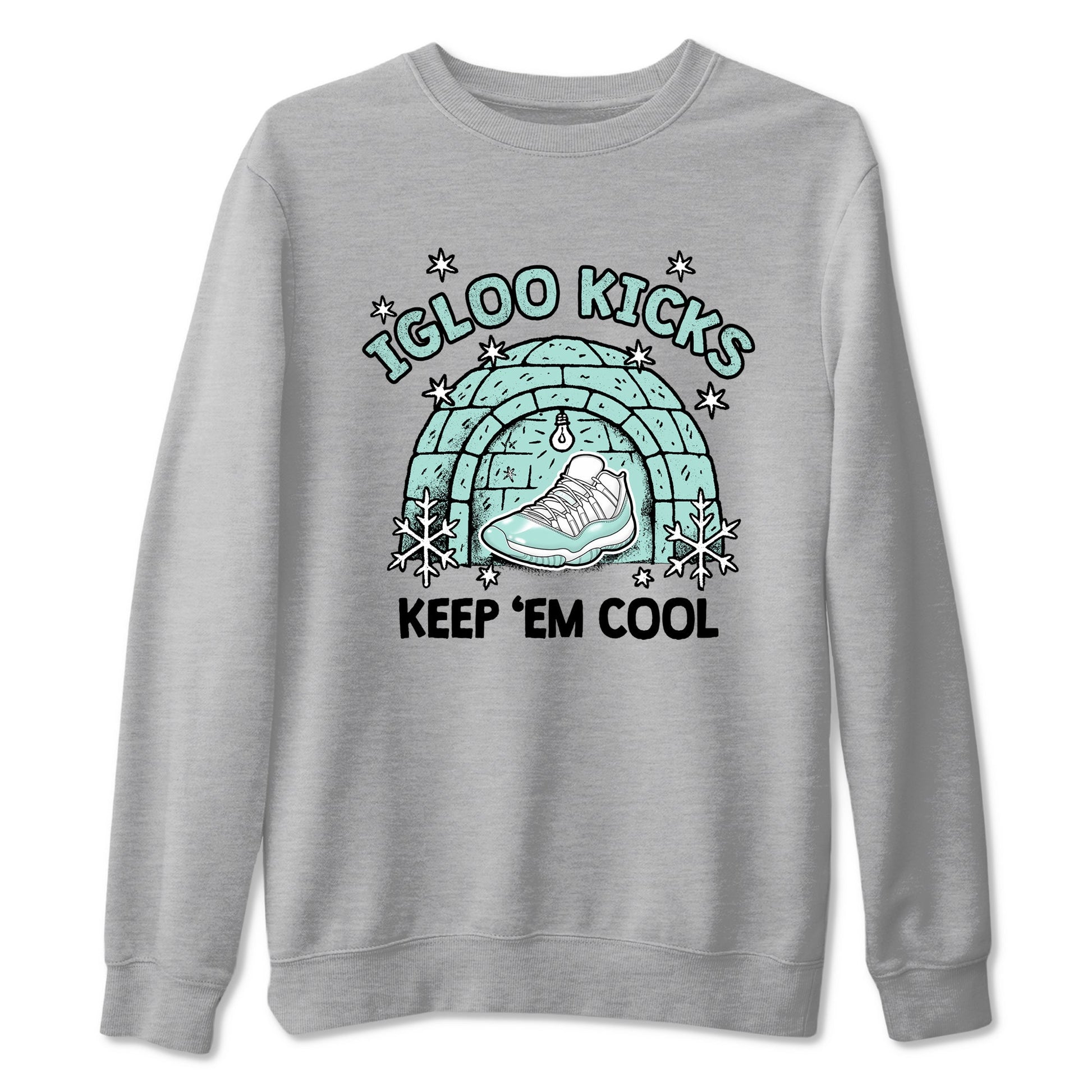 Igloo Kicks sneaker match t-shirt styled to complete your fit with the Air Jordan 11 Igloo sneakers, shown in Heather Grey 2.