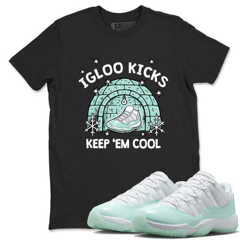 Igloo Kicks sneaker match t-shirt styled to complete your fit with the Air Jordan 11 Igloo sneakers, shown in Black 1.