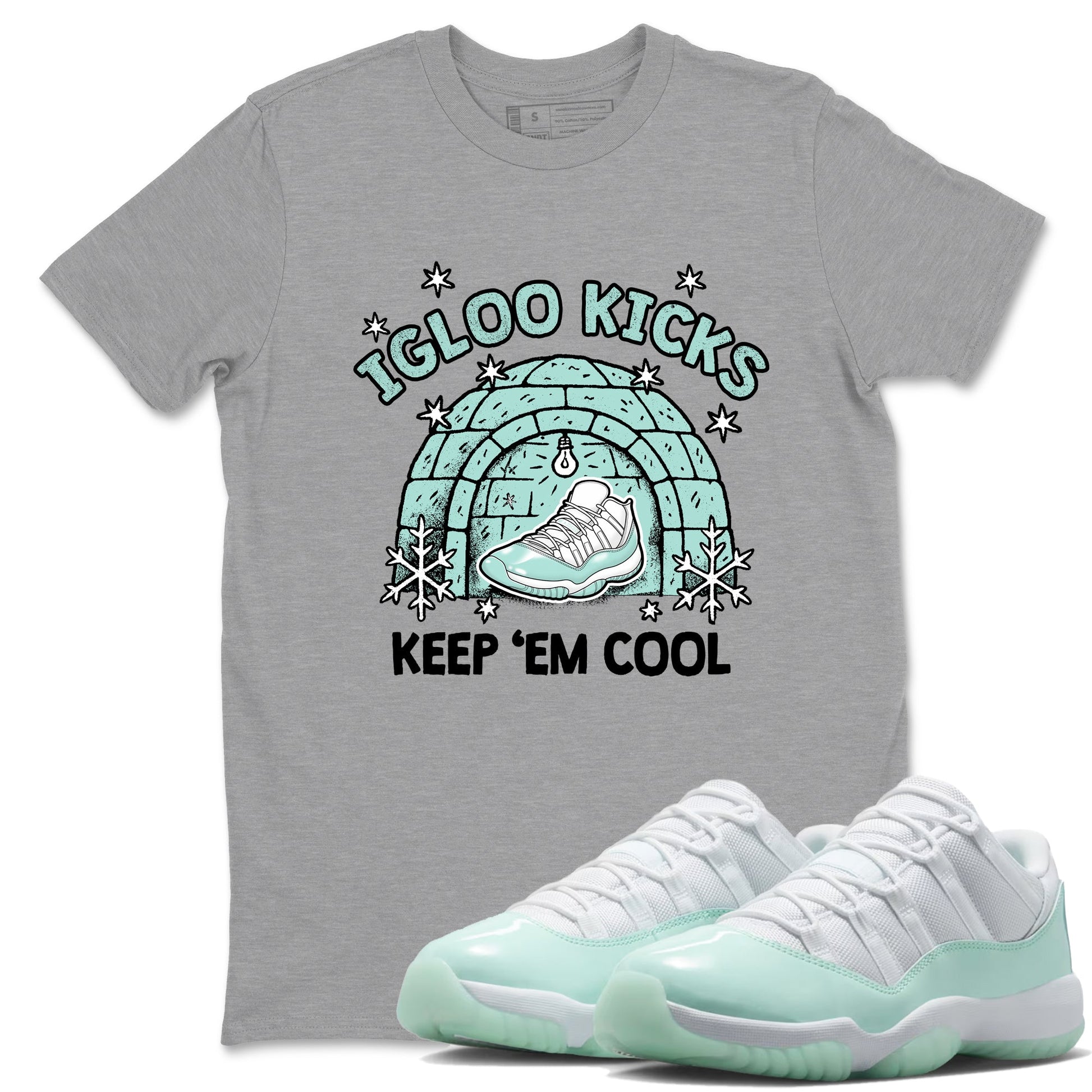Igloo Kicks sneaker match t-shirt styled to complete your fit with the Air Jordan 11 Igloo sneakers, shown in Heather Grey 1.