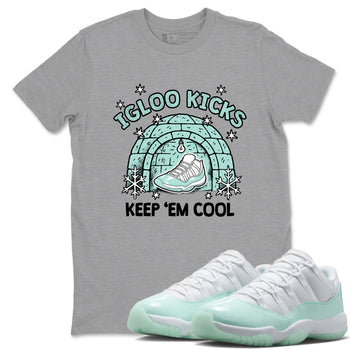 Igloo Kicks sneaker match t-shirt styled to complete your fit with the Air Jordan 11 Igloo sneakers, shown in Heather Grey 1.