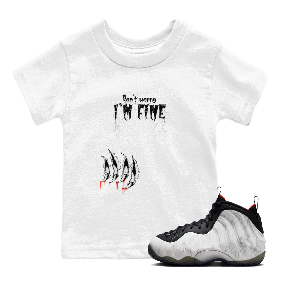 Foams One Jin shirts to match jordans I'm Fine sneaker match tees Air Foamposite One Jin match shoes to clothes SNRT Sneaker Tees Youth Baby White 1 tee