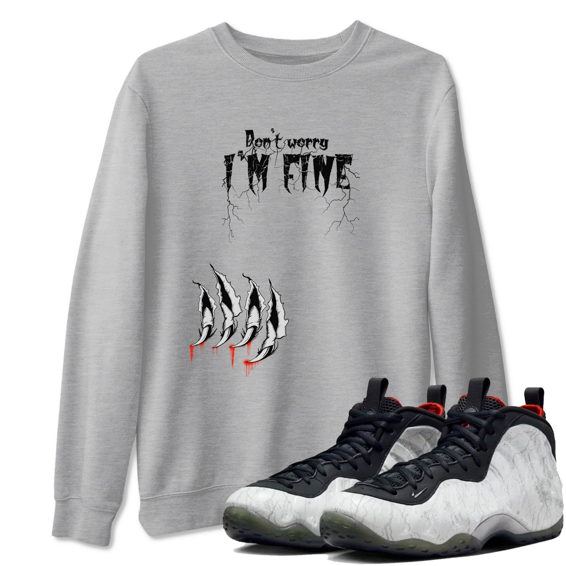 Foams One Jin shirts to match jordans I'm Fine sneaker match tees Air Foamposite One Jin match shoes to clothes SNRT Sneaker Tees unisex cotton Heather Grey 1 shirts