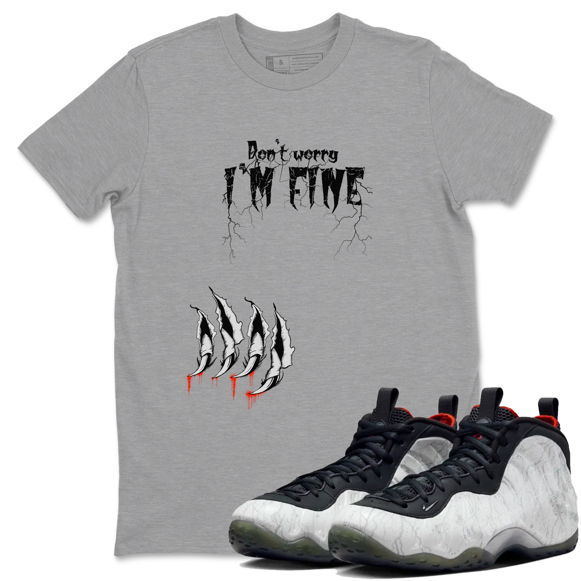 Foams One Jin shirts to match jordans I'm Fine sneaker match tees Air Foamposite One Jin match shoes to clothes SNRT Sneaker Tees unisex cotton Heather Grey 1 shirts
