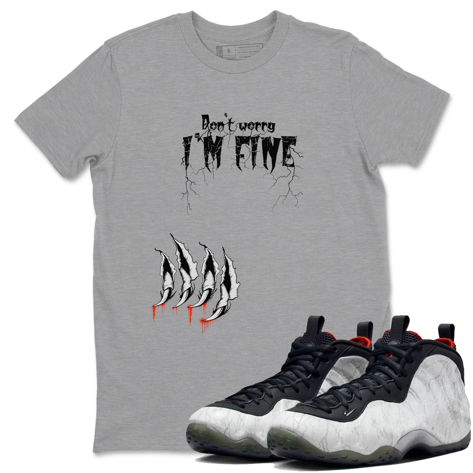 Foams One Jin shirts to match jordans I'm Fine sneaker match tees Air Foamposite One Jin match shoes to clothes SNRT Sneaker Tees unisex cotton Heather Grey 1 shirts