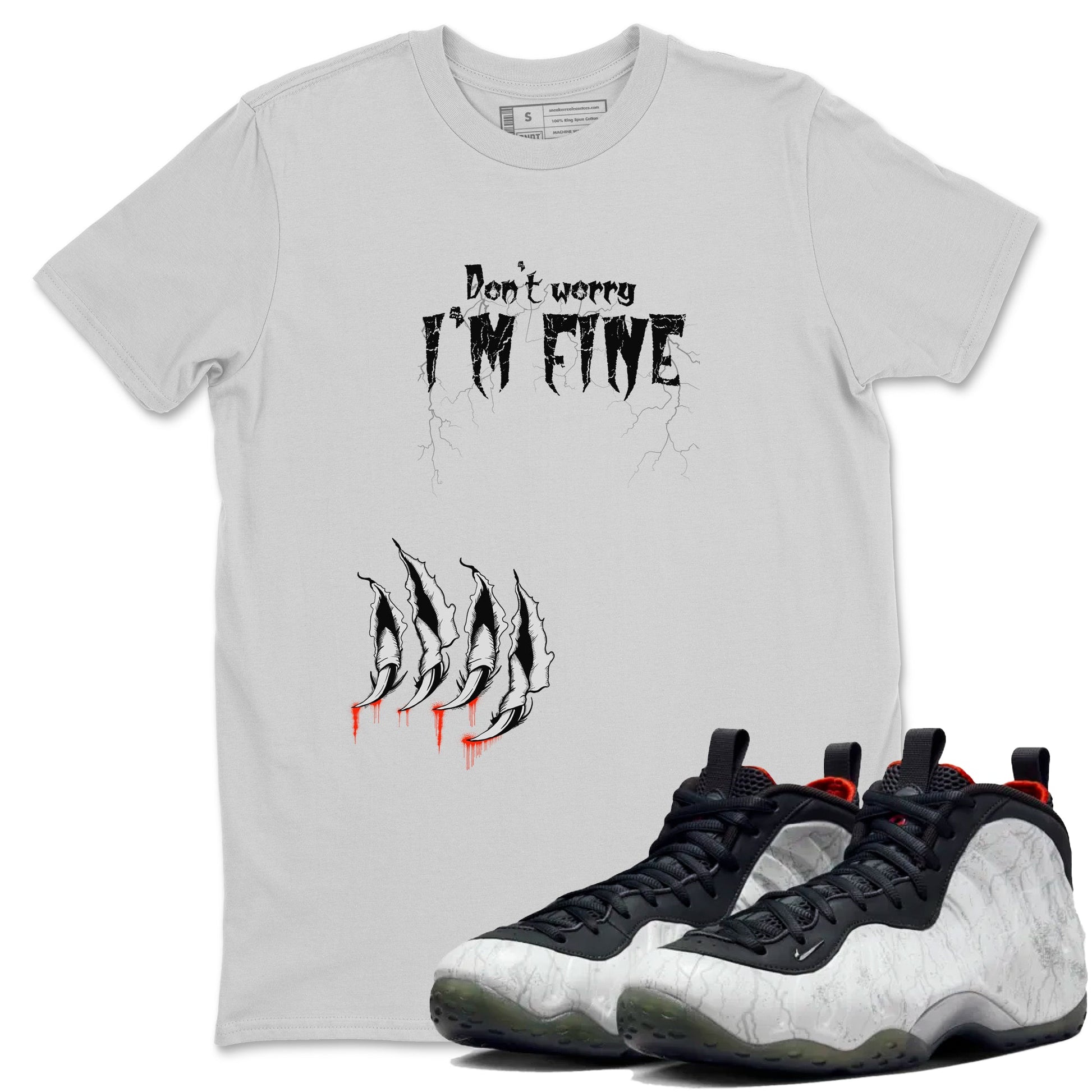 Foams One Jin shirts to match jordans I'm Fine sneaker match tees Air Foamposite One Jin match shoes to clothes SNRT Sneaker Tees unisex cotton Silver 1 shirts