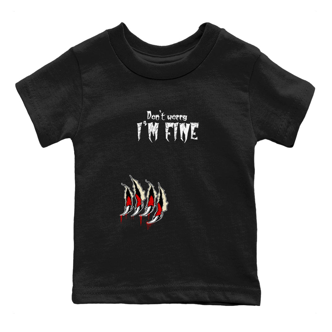 1s Black Toe Reimagined shirts to match jordans I'm Fine unique Halloween sneaker tee Air Jordan 1 Black Toe Reimagined SNRT Sneaker Release Tees Youth Baby Black 2 crew neck shirts