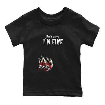 1s Black Toe Reimagined shirts to match jordans I'm Fine unique Halloween sneaker tee Air Jordan 1 Black Toe Reimagined SNRT Sneaker Release Tees Youth Baby Black 2 crew neck shirts