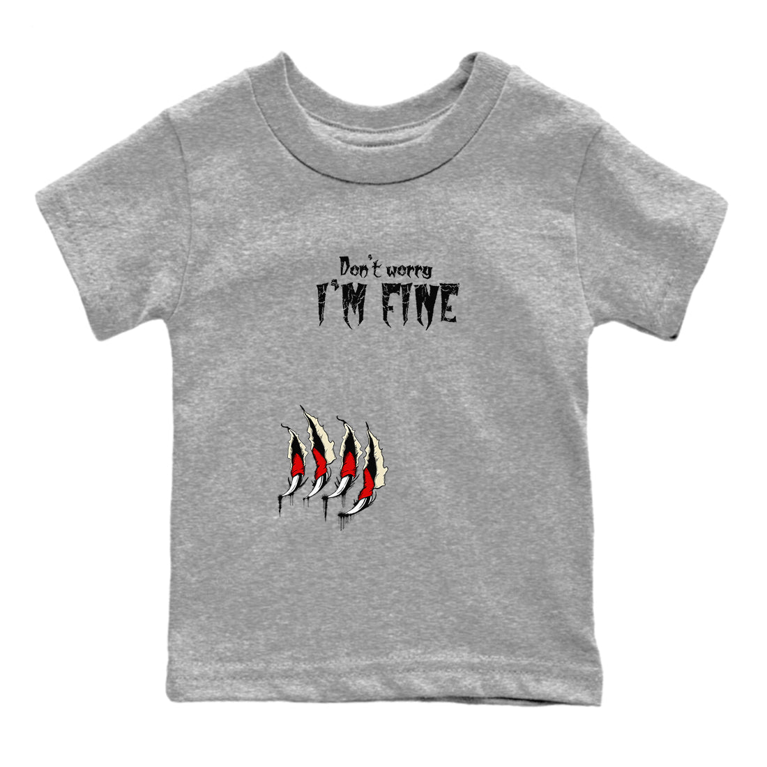 1s Black Toe Reimagined shirts to match jordans I'm Fine unique Halloween sneaker tee Air Jordan 1 Black Toe Reimagined SNRT Sneaker Release Tees Youth Baby Heather Grey 2 crew neck shirts