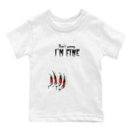 1s Black Toe Reimagined shirts to match jordans I'm Fine unique Halloween sneaker tee Air Jordan 1 Black Toe Reimagined SNRT Sneaker Release Tees Youth Baby White 2 crew neck shirts