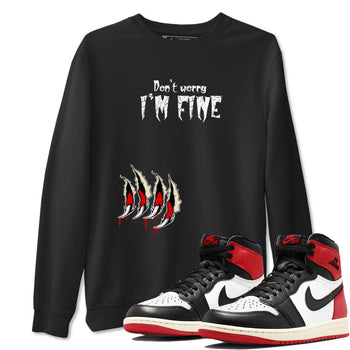 1s Black Toe Reimagined shirts to match jordans I'm Fine unique Halloween sneaker tee Air Jordan 1 Black Toe Reimagined SNRT Sneaker Release Tees unisex cotton Black 1 crew neck shirts