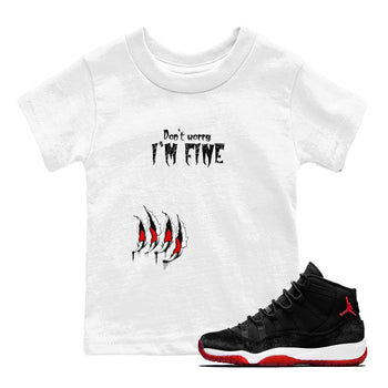 11s Bred Velvet shirts to match jordans I'm Fine unique Halloween sneaker tee Air Jordan 11 Bred Velvet SNRT Sneaker Release Tees Youth Baby White 1 crew neck shirts
