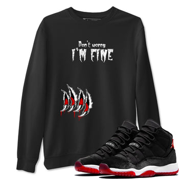 11s Bred Velvet shirts to match jordans I'm Fine unique Halloween sneaker tee Air Jordan 11 Bred Velvet SNRT Sneaker Release Tees unisex cotton Black 1 crew neck shirts