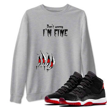 11s Bred Velvet shirts to match jordans I'm Fine unique Halloween sneaker tee Air Jordan 11 Bred Velvet SNRT Sneaker Release Tees unisex cotton Heather Grey 1 crew neck shirts