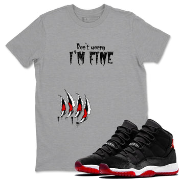 11s Bred Velvet shirts to match jordans I'm Fine unique Halloween sneaker tee Air Jordan 11 Bred Velvet SNRT Sneaker Release Tees unisex cotton Heather Grey 1 crew neck shirts
