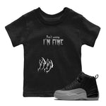 12s Black Wolf Grey shirts to match jordans I'm Fine unique Halloween sneaker tee 12s Baron SNRT Sneaker Release Tees Youth Baby Black 1 crew neck shirts