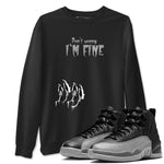 12s Black Wolf Grey shirts to match jordans I'm Fine unique Halloween sneaker tee 12s Baron SNRT Sneaker Release Tees unisex cotton Black 1 crew neck shirts