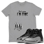 12s Black Wolf Grey shirts to match jordans I'm Fine unique Halloween sneaker tee 12s Baron SNRT Sneaker Release Tees unisex cotton Heather Grey 1 crew neck shirts