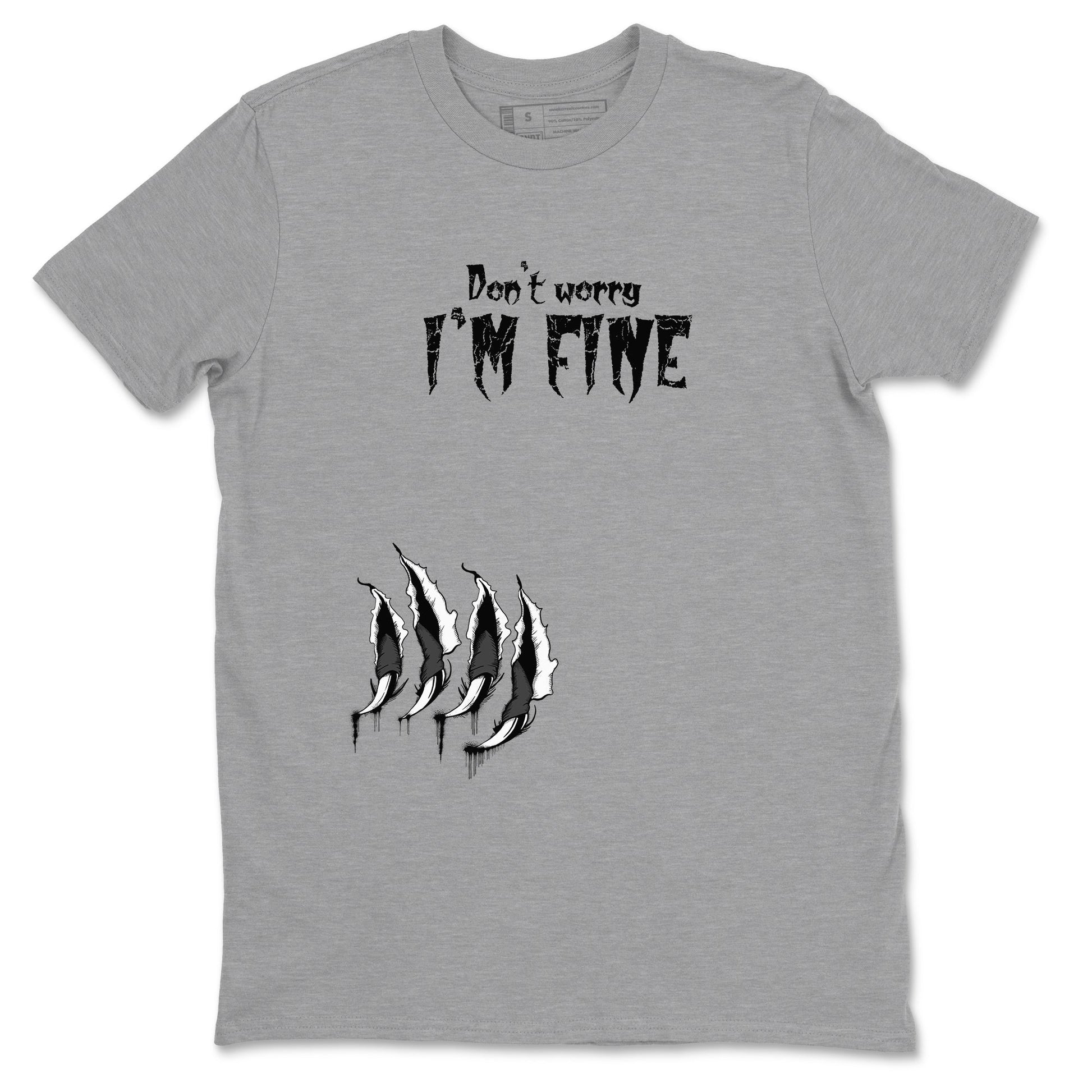 12s Black Wolf Grey shirts to match jordans I'm Fine unique Halloween sneaker tee 12s Baron SNRT Sneaker Release Tees unisex cotton Heather Grey 2 crew neck shirts