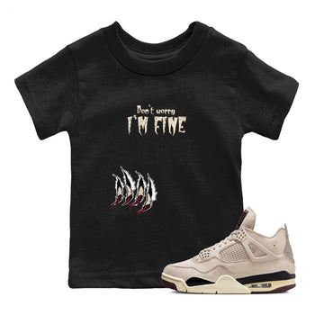 4s A Ma Maniere x Fossil Stone shirts to match jordans I'm Fine unique Halloween sneaker tee 4s A Ma Maniere x Fossil Stone match shoes to clothes SNRT Sneaker Tees Youth Baby Black 1 tee