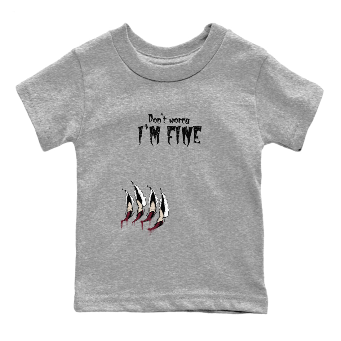 4s A Ma Maniere x Fossil Stone shirts to match jordans I'm Fine unique Halloween sneaker tee 4s A Ma Maniere x Fossil Stone match shoes to clothes SNRT Sneaker Tees Youth Baby Heather Grey 2 tee