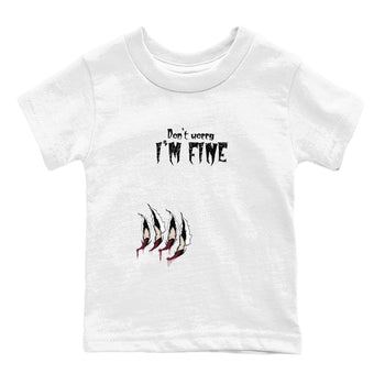 4s A Ma Maniere x Fossil Stone shirts to match jordans I'm Fine unique Halloween sneaker tee 4s A Ma Maniere x Fossil Stone match shoes to clothes SNRT Sneaker Tees Youth Baby White 2 tee