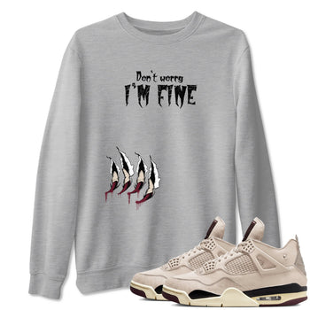 4s A Ma Maniere x Fossil Stone shirts to match jordans I'm Fine unique Halloween sneaker tee 4s A Ma Maniere x Fossil Stone match shoes to clothes SNRT Sneaker Tees unisex cotton Heather Grey 1 shirts