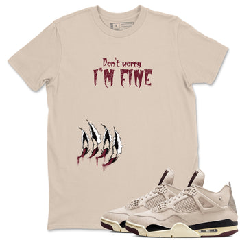 4s A Ma Maniere x Fossil Stone shirts to match jordans I'm Fine unique Halloween sneaker tee 4s A Ma Maniere x Fossil Stone match shoes to clothes SNRT Sneaker Tees unisex cotton Sand 1 shirts