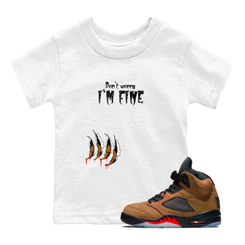 5s Archaeo Brown shirts to match jordans I'm Fine sneaker match tees Air Jordan 5 Archaeo Brown match shoes to clothes SNRT Sneaker Tees Youth Baby White 1 tee
