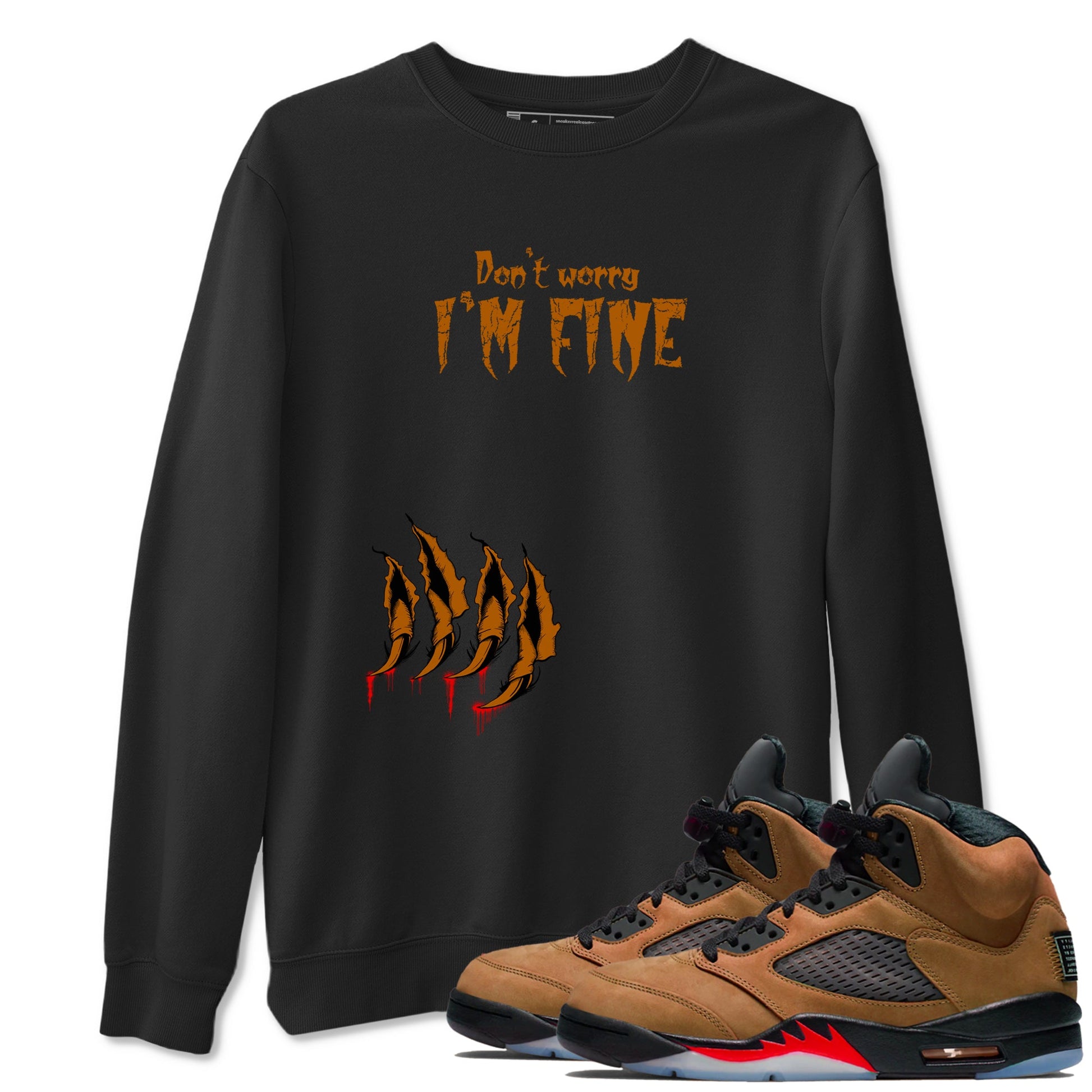 5s Archaeo Brown shirts to match jordans I'm Fine sneaker match tees Air Jordan 5 Archaeo Brown match shoes to clothes SNRT Sneaker Tees unisex cotton Black 1 shirts