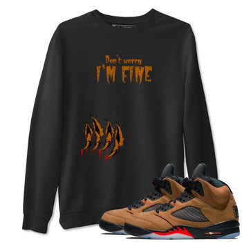 5s Archaeo Brown shirts to match jordans I'm Fine sneaker match tees Air Jordan 5 Archaeo Brown match shoes to clothes SNRT Sneaker Tees unisex cotton Black 1 shirts