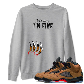 5s Archaeo Brown shirts to match jordans I'm Fine sneaker match tees Air Jordan 5 Archaeo Brown match shoes to clothes SNRT Sneaker Tees unisex cotton Heather Grey 1 shirts