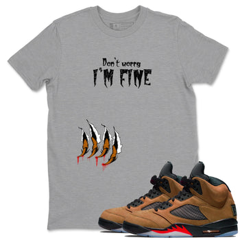 5s Archaeo Brown shirts to match jordans I'm Fine sneaker match tees Air Jordan 5 Archaeo Brown match shoes to clothes SNRT Sneaker Tees unisex cotton Heather Grey 1 shirts