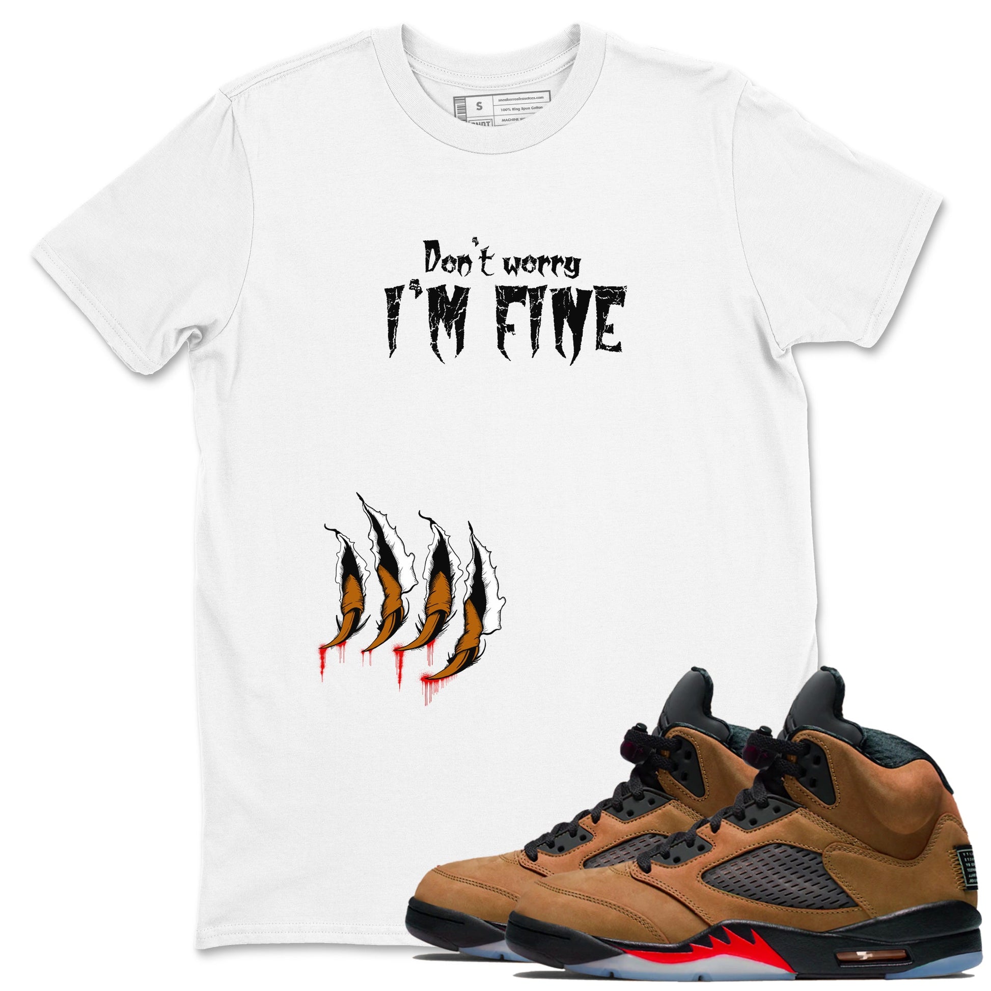 5s Archaeo Brown shirts to match jordans I'm Fine sneaker match tees Air Jordan 5 Archaeo Brown match shoes to clothes SNRT Sneaker Tees unisex cotton White 1 shirts