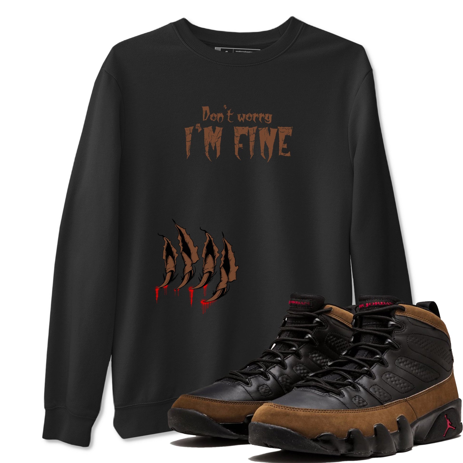 9s Olive shirts to match jordans I'm Fine sneaker match tees Air Jordan 9 Olive match shoes to clothes SNRT Sneaker Tees unisex cotton Black 1 shirts