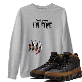 9s Olive shirts to match jordans I'm Fine sneaker match tees Air Jordan 9 Olive match shoes to clothes SNRT Sneaker Tees unisex cotton Heather Grey 1 shirts