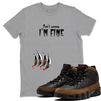9s Olive shirts to match jordans I'm Fine sneaker match tees Air Jordan 9 Olive match shoes to clothes SNRT Sneaker Tees unisex cotton Heather Grey 1 shirts