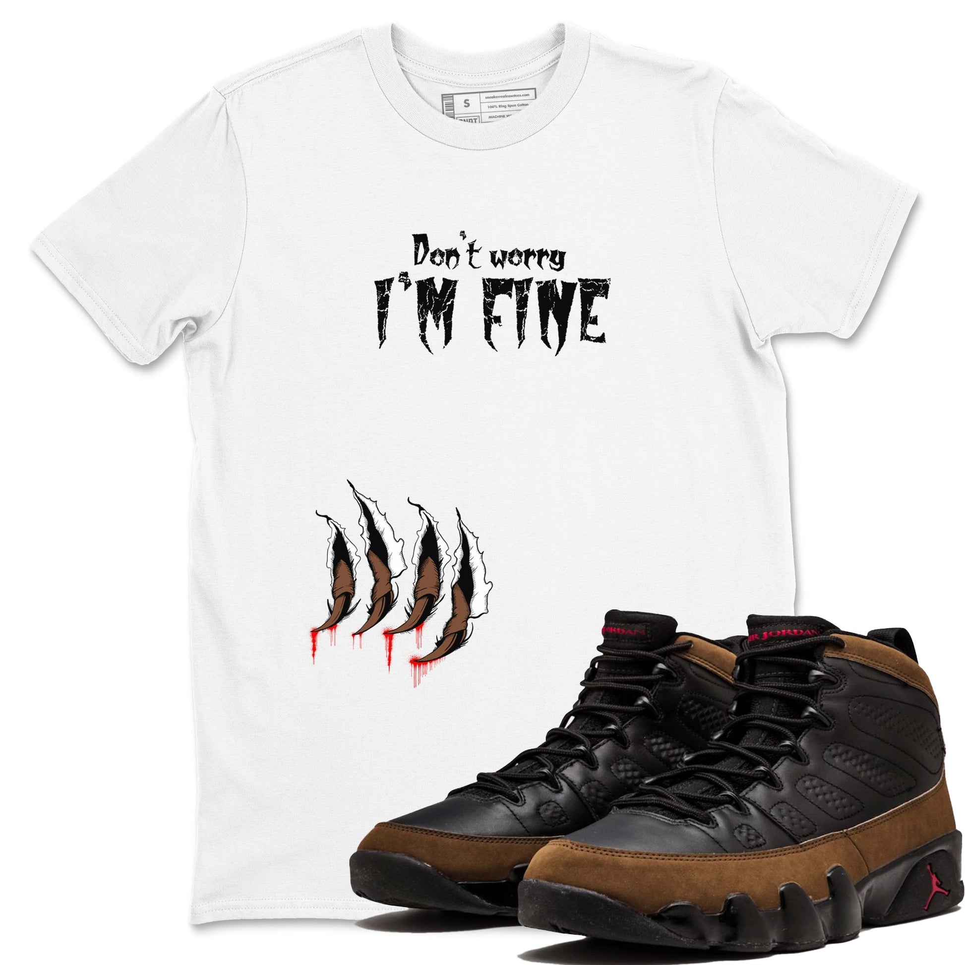 9s Olive shirts to match jordans I'm Fine sneaker match tees Air Jordan 9 Olive match shoes to clothes SNRT Sneaker Tees unisex cotton White 1 shirts