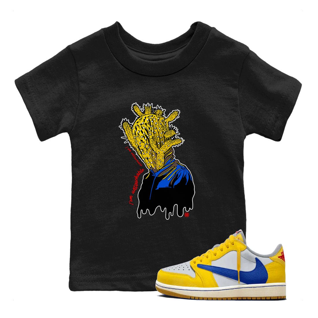 1s Travis Scott Canary shirt to match jordans I'm Untouchable sneaker tees Air Jordan 1 Travis Scott Canary SNRT sneaker release tees baby toddler Black 1 cotton Shirt