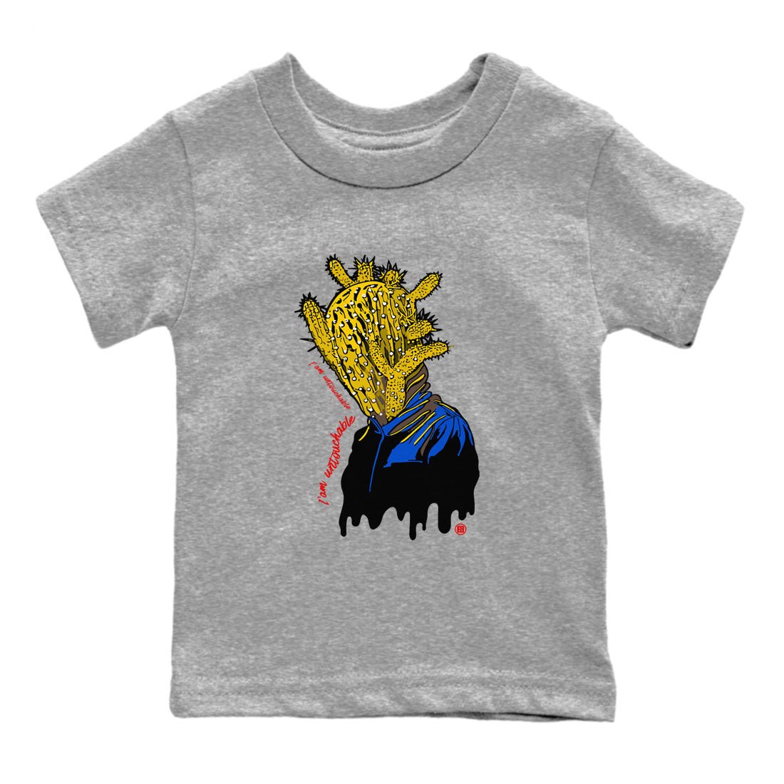 1s Travis Scott Canary shirt to match jordans I'm Untouchable sneaker tees Air Jordan 1 Travis Scott Canary SNRT sneaker release tees baby toddler Heather Grey 2 cotton Shirt