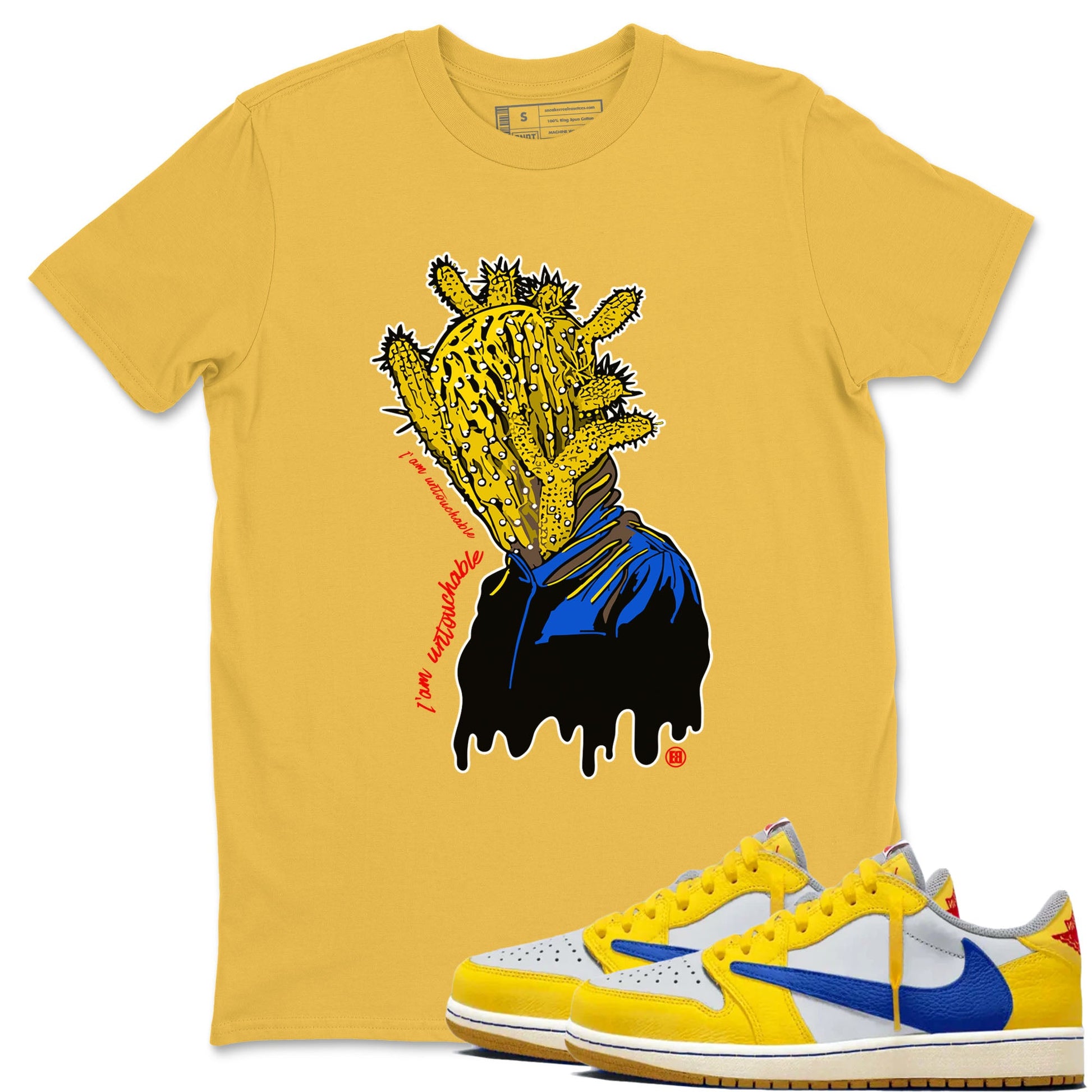 1s Travis Scott Canary shirt to match jordans I'm Untouchable sneaker tees Air Jordan 1 Travis Scott Canary SNRT Sneaker Release Tees unisex cotton Daisy 1 crew neck shirt