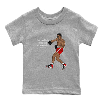 AJ1 Black Toe Reimagined shirts to match jordans impossible is not a fact it's an opinion sneaker match tees Air Jordan 1 Black Toe Reimagined SNRT Sneaker Tees streetwear brand Baby and Youth Heather Grey 2 cotton tee