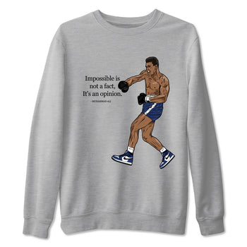 1s Midnight Navy shirts to match jordans Impossible Is Not A Fact It's An Opinion sneaker match tees Air Jordan 1 Midnight Navy match shoes to clothes SNRT Sneaker Tees unisex cotton Heather Grey 2 shirts