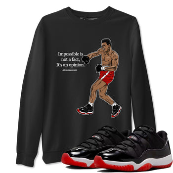 Air Jordan 11 Low Bred sneaker match tee Impossible Is Not A Fact It's An Opinion sneaker match tees Air Jordan 11 Bred best t-shirts to match jordans SNRT Sneaker Tees unisex cotton Black 1 shirts