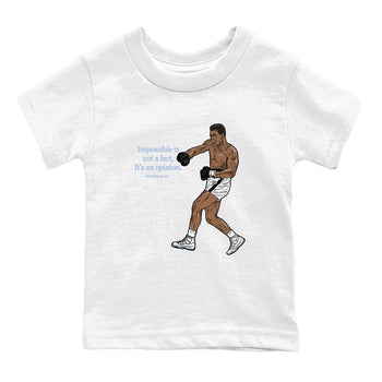 11 Columbia shirts to match jordans impossible is not a fact it's an opinion sneaker match tees 11s Retro Legend Blue Columbia SNRT Sneaker Tees streetwear brand Baby and Youth White 2 cotton tee