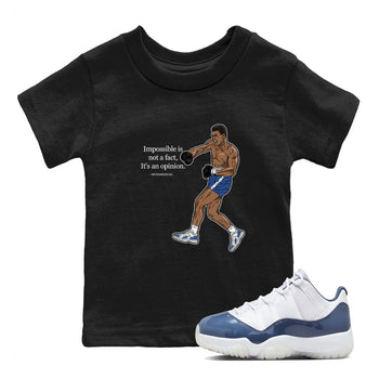 AJ11 Diffused Blue shirts to match jordans impossible is not a fact it's an opinion sneaker match tees Air Jordan 11 Diffused Blue SNRT Sneaker Tees streetwear brand Baby and Youth Black 1 cotton tee
