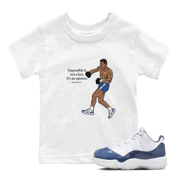 AJ11 Diffused Blue shirts to match jordans impossible is not a fact it's an opinion sneaker match tees Air Jordan 11 Diffused Blue SNRT Sneaker Tees streetwear brand Baby and Youth White 1 cotton tee
