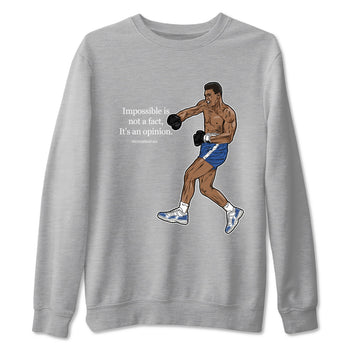 AJ11 Diffused Blue shirts to match jordans impossible is not a fact it's an opinion sneaker match tees Air Jordan 11 Diffused Blue SNRT Sneaker Tees streetwear brand Heather Grey 2 unisex cotton tee
